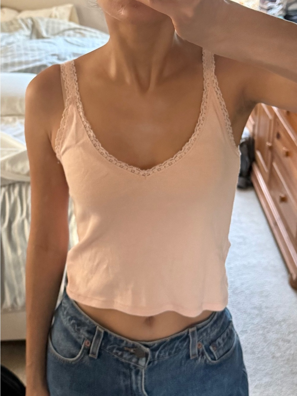 Brandy Melville light pink  Lace-Trim Camisole